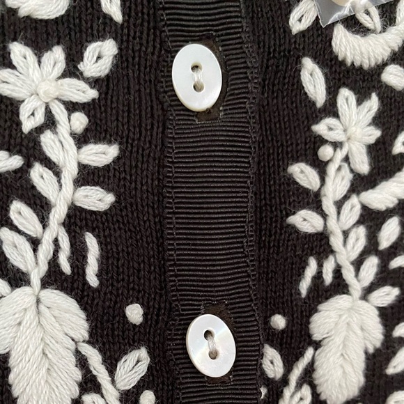 NEW, Sundance, Floral Embroidered Cardigan, Button-up, Black - Picture 5 of 8